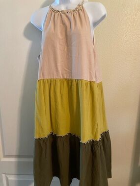 Hem & Thread Tiered Dress with Floral Ties
